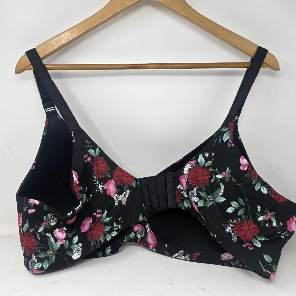 Torrid Curve 46DD Black Roses Wire Free Bra